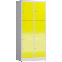 ClassiX Schließfachschrank lichtgrau, zinkgelb X-523326, 6 Schließfächer 80,0 x 50,0 x 180,0 cm von ClassiX