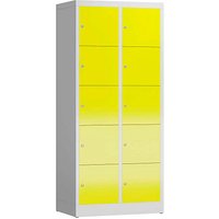 ClassiX Schließfachschrank lichtgrau, zinkgelb X-523526, 10 Schließfächer 80,0 x 50,0 x 180,0 cm von ClassiX