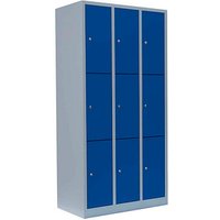 LÜLLMANN Schließfachschrank enzianblau, lichtgrau 520331, 9 Schließfächer 88,5 x 50,0 x 180,0 cm von LÜLLMANN