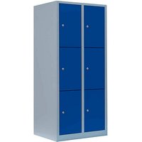 LÜLLMANN Schließfachschrank enzianblau, lichtgrau 523321, 6 Schließfächer 80,0 x 50,0 x 180,0 cm von LÜLLMANN