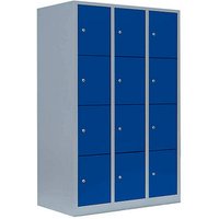 LÜLLMANN Schließfachschrank enzianblau, lichtgrau 523431, 12 Schließfächer 118,5 x 50,0 x 180,0 cm von LÜLLMANN