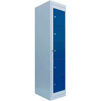 LÜLLMANN Schließfachschrank enzianblau, lichtgrau 526051, 5 Schließfächer 40,0 x 50,0 x 180,0 cm von LÜLLMANN