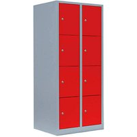 LÜLLMANN Schließfachschrank feuerrot, lichtgrau 523424, 8 Schließfächer 80,0 x 50,0 x 180,0 cm von LÜLLMANN