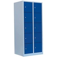 LÜLLMANN Schließfachschrank lichtgrau, enzianblau 523521, 10 Schließfächer 80,0 x 50,0 x 180,0 cm von LÜLLMANN