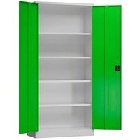 ClassiX Stahlschrank X-530355 lichtgrau, gelbgrün 92,0 x 50,0 x 194,5 cm, aufgebaut von ClassiX