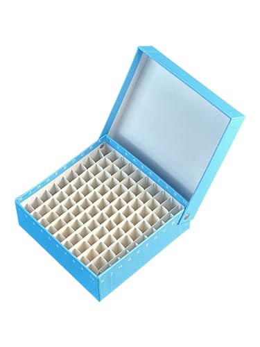 LUERFLEX Aufbewahrungsbox für Kryogenic Ampullen aus Karton, Klappbox, Kryobox und Trennwände, 2 ml, 100 Mulden, 5 Stück von LUERFLEX