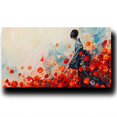 Blume Malen Nach Zahlenn Erwachsene - Frau Malen Nach Zahlen ab 9 jahre Mädchen, Acrylfarben Set Malen Nach Zahlen kinder, Kreativ set für Erwachsene Bastelset, Wanddeko und Geschenk 50X100cm 4w-J-V von LUESSJAO