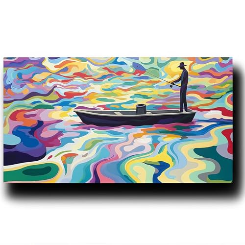 DIY Malen nach Zahlen Erwachsene Angeln Malen nach Zahlen ab 7 jahre Mädchen Boot Kreativ set für Erwachsene mit Leinwand Acrylfarben set und Pinsel, Bastelset zum Bemalen für Wanddeko 80X160cm 7w-C-4 von LUESSJAO