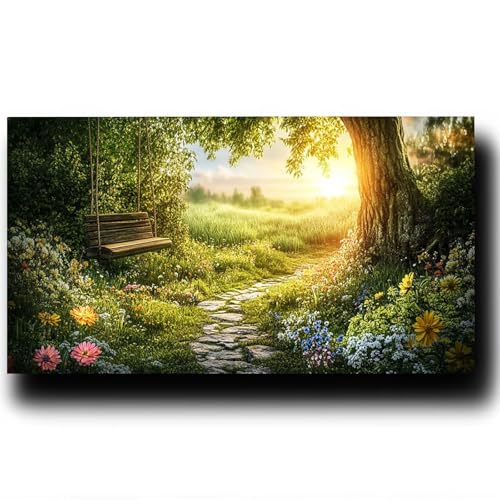 DIY Malen nach Zahlen Erwachsene Baum Malen nach Zahlen ab 7 jahre Mädchen Blume Kreativ set für Erwachsene mit Leinwand Acrylfarben set und Pinsel, Bastelset zum Bemalen für Wanddeko 40X80cm 3w-L-7 von LUESSJAO