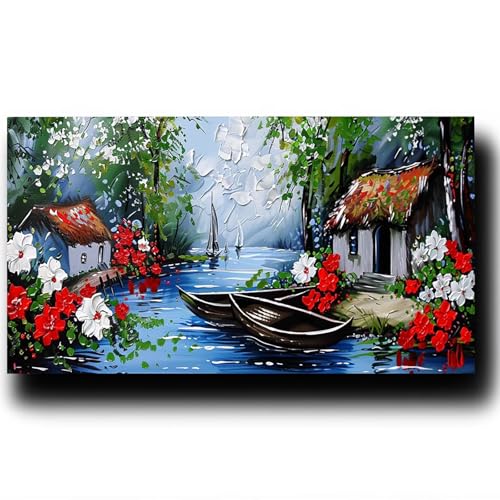 DIY Malen nach Zahlen Erwachsene Blume Malen nach Zahlen ab 7 jahre Mädchen Landschaft Kreativ set für Erwachsene mit Leinwand Acrylfarben set und Pinsel,Bastelset zum Bemalen, Wanddeko 40X80cm 3-R-J von LUESSJAO