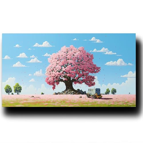 DIY Malen nach Zahlen Erwachsene Landschaft Malen nach Zahlen ab 7 jahre Mädchen Baum Kreativ set für Erwachsene mit Leinwand Acrylfarben set und Pinsel,Bastelset zum Bemalen für Wanddeko 40X80cm 3-2- von LUESSJAO