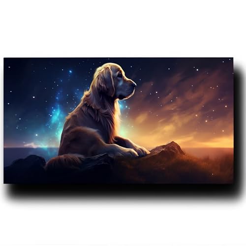 DIY Malen nach Zahlen Erwachsene Sternenhimmel Malen nach Zahlen ab 7 jahre Mädchen Hund Kreativ set für Erwachsene mit Leinwand Acrylfarben set und Pinsel,Bastelset zum Bemalen,Wanddeko 100X200cm 9-Z von LUESSJAO