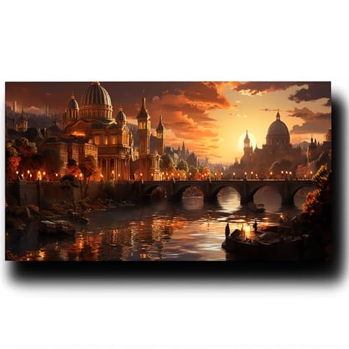 DIY Malen nach Zahlen Erwachsene Tempel Malen nach Zahlen ab 7 jahre Mädchen Stadt Kreativ set für Erwachsene mit Leinwand Acrylfarben set und Pinsel, Bastelset zum Bemalen für Wanddeko 80X160cm 7-B-5 von LUESSJAO