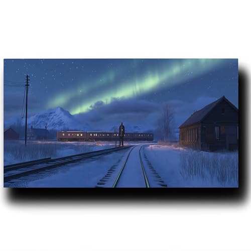 DIY Malen nach Zahlen Erwachsene Winter Malen nach Zahlen ab 7 jahre Mädchen Polarlicht Kreativ set für Erwachsene mit Leinwand Acrylfarben set und Pinsel,Bastelset zum Bemalen,Wanddeko 100X200cm 9-G- von LUESSJAO