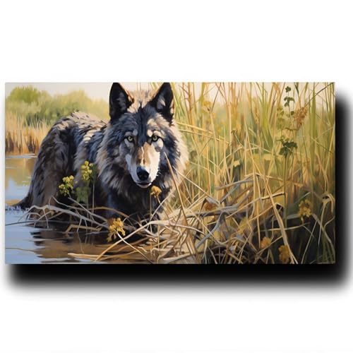 DIY Malen nach Zahlen Erwachsene Wolf Malen nach Zahlen ab 7 jahre Mädchen Tier Kreativ set für Erwachsene mit Leinwand Acrylfarben set und Pinsel, Bastelset zum Bemalen für Wanddeko 100X200cm 9w-V-8 von LUESSJAO