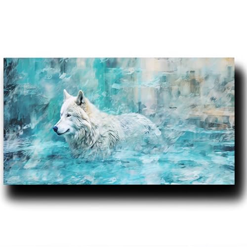 DIY Malen nach Zahlen Erwachsene Wolf Malen nach Zahlen ab 7 jahre Mädchen Tier Kreativ set für Erwachsene mit Leinwand Acrylfarben set und Pinsel, Bastelset zum Bemalen für Wanddeko 40X80cm 3w-0-8 von LUESSJAO