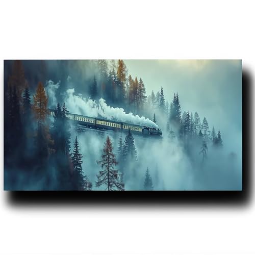 DIY Malen nach Zahlen Erwachsene Zug Malen nach Zahlen ab 7 jahre Mädchen Landschaft Kreativ set für Erwachsene mit Leinwand Acrylfarben set und Pinsel,Bastelset zum Bemalen, Wanddeko 100X200cm 9-9-A von LUESSJAO