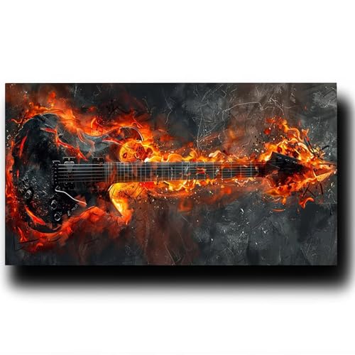 Gitarre Malen Nach Zahlenn Erwachsene - Flamme Malen Nach Zahlen ab 9 jahre Mädchen, Acrylfarben Set Malen Nach Zahlen kinder, Kreativ set für Erwachsene Bastelset, Wanddeko und Geschenk 30X60cm 2-P-3 von LUESSJAO