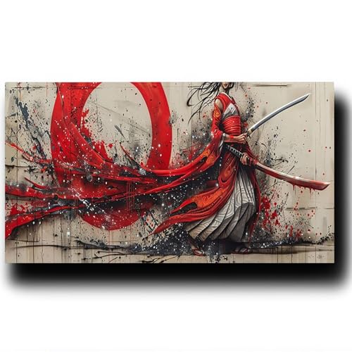 Krieger Malen Nach Zahlenn Erwachsene - Katana Malen Nach Zahlen ab 9 jahre Mädchen, Acrylfarben Set Malen Nach Zahlen kinder, Kreativ set für Erwachsene Bastelset, Wanddeko und Geschenk 30X60cm 2-8-F von LUESSJAO