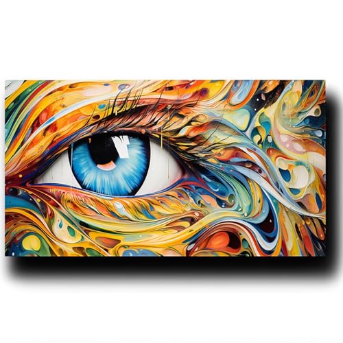 Malen Nach Zahlen Erwachsene Auge, Paint by Numbers Leinwand Bilder Abstrakt, Diy GemäLde Kit mit Pinsel und Acrylfarben Set Als Geschenk für Frauen, Deko Wohnzimmer Groß Malen Bastelset 20X40cm 1-6-Q von LUESSJAO