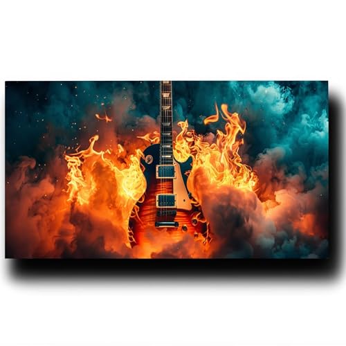 Malen Nach Zahlen Erwachsene Flamme Paint by Numbers Gitarre Malen Nach Zahlen 7 Jahre Mädchen, DIY mit Pinsel und Acrylfarben Handgemalt Ölgemälde Leinwand Bilder für Home Decor 20X40cm 1w-H-9 von LUESSJAO