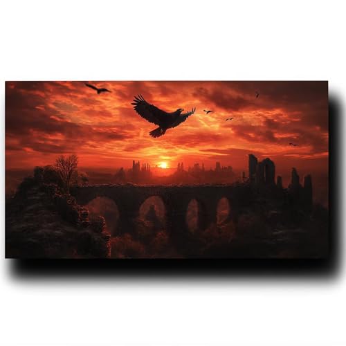 Malen Nach Zahlen Erwachsene Habicht DIY Malen Nach Zahlen Kinder und Anfänger, Landschaft Paint by Numbers, mit Drei Arten Pinseln und Leinwand zum Bemalen Acrylfarben Set, Zimmer Deko 100X200cm 9-L- von LUESSJAO