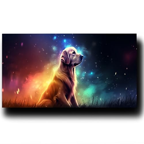 Malen Nach Zahlen Erwachsene Hund DIY Malen Nach Zahlen Kinder und Anfänger, Sternenhimmel Paint by Numbers, mit Drei Arten Pinseln und Leinwand zum Bemalen Acrylfarben Set, Zimmer Deko 100X200cm 9-9- von LUESSJAO