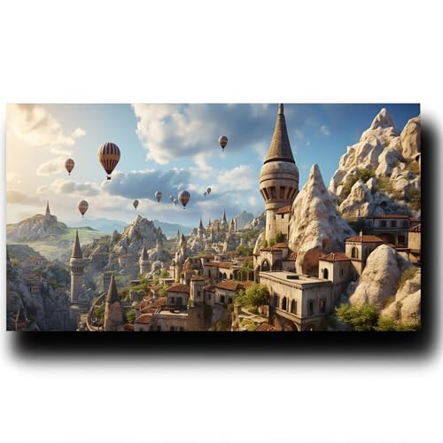 Malen Nach Zahlen Erwachsene Luftballon, Paint by Numbers Leinwand Bilder Stadt,Diy GemäLde Kit mit Pinsel und Acrylfarben Set Als Geschenk für Frauen, Zimmer Deko Groß Malen Bastelset 100X200cm 9-K-N von LUESSJAO