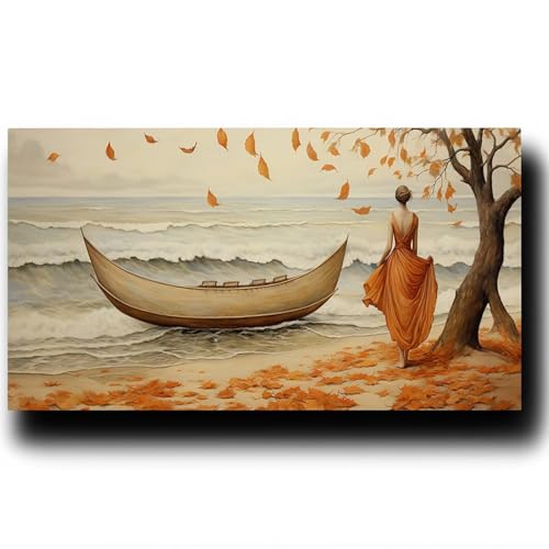 Malen Nach Zahlen Erwachsene Meer, Paint by Numbers Leinwand Bilder Baum, Diy GemäLde Kit mit Pinsel und Acrylfarben Set Als Geschenk für Frauen, Deko Wohnzimmer Groß Malen Bastelset 100X200cm 9w-P-B von LUESSJAO