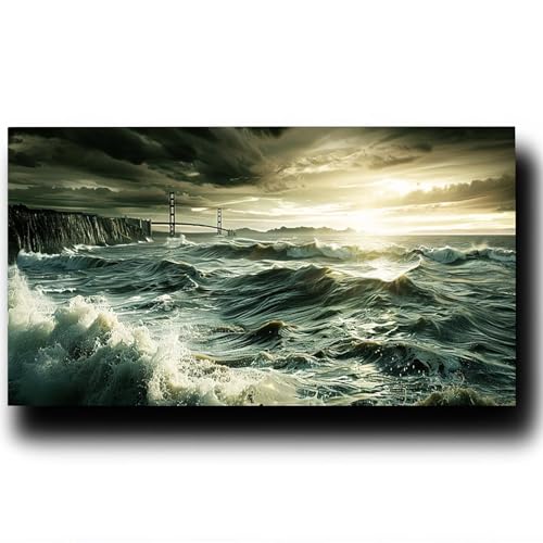 Malen Nach Zahlen Erwachsene Meer DIY Malen Nach Zahlen Kinder und Anfänger, BrüCke Paint by Numbers, mit Drei Arten Pinseln und Leinwand zum Bemalen Acrylfarben Set, Als Zimmer Deko 100X200cm 9w-5-0 von LUESSJAO