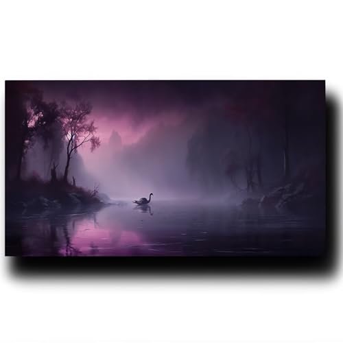 Malen Nach Zahlen Erwachsene Schwan, Paint by Numbers Leinwand Bilder Landschaft,Diy GemäLde Kit mit Pinsel und Acrylfarben Set Als Geschenk für Frauen,Zimmer Deko Groß Malen Bastelset 100X200cm 9-H-8 von LUESSJAO