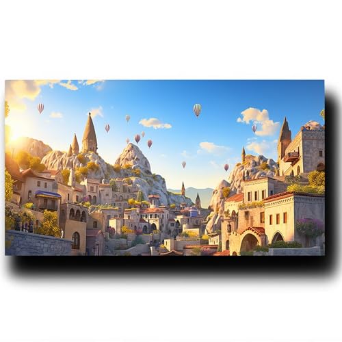 Malen Nach Zahlen Erwachsene Stadt DIY Malen Nach Zahlen Kinder und Anfänger, Luftballon Paint by Numbers, mit Drei Arten Pinseln und Leinwand zum Bemalen Acrylfarben Set,Als Zimmer Deko 40X80cm 3-9-M von LUESSJAO