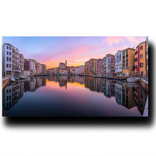 Malen Nach Zahlen Erwachsene Venedig, Paint by Numbers Leinwand Bilder Stadt,Diy GemäLde Kit mit Pinsel und Acrylfarben Set Als Geschenk für Frauen, Deko Wohnzimmer Groß Malen Bastelset 80X160cm 7-T-B von LUESSJAO