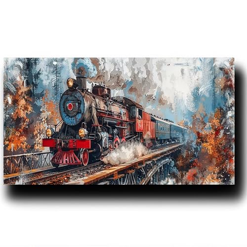 Malen Nach Zahlen Erwachsene Zug, Paint by Numbers Leinwand Bilder Pflanze, Diy GemäLde Kit mit Pinsel und Acrylfarben Set Als Geschenk für Frauen, Deko Wohnzimmer Groß Malen Bastelset 60X120cm 5w-8-2 von LUESSJAO