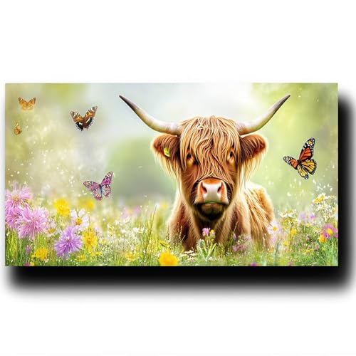 Malen nach Zahlen Erwachsene ohne Rahmen | DIY Handgemalt | Blume | Bastelset für Kinder und Erwachsene | Set inklusive Acrylfarben & Pinsel & Leinwand Bilder | Deko Wohnzimmer | Vieh 90X180cm 8w-6-H von LUESSJAO