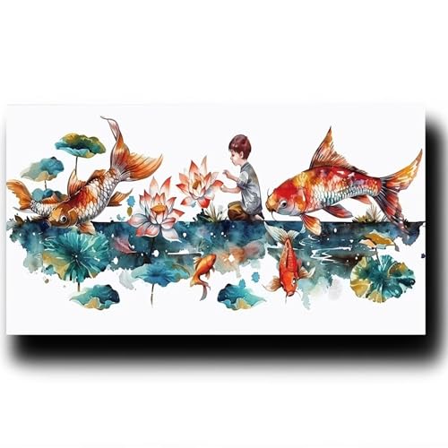 Malen nach Zahlen Kinder ab 7 jahre Mädchen, Malen nach Zahlen Erwachsene Fisch Malen Nach Zahlen Kinder Blume Kreativ Set für Erwachsene als Geschenke für Frauen und Deko Wohnzimmer 90X180cm 8w-7-3 von LUESSJAO