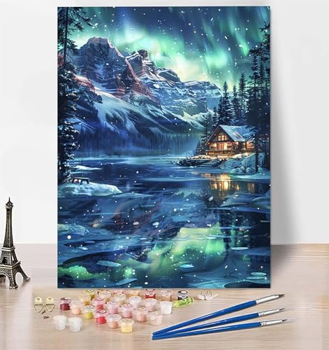 DIY Malen Nach Zahlen Erwachsene Aurora, Malen Nach Zahlen Landschaft Malen Nach Zahlen ab 10 Jahre Mädchen mit Pinseln und Acrylfarben, Paint by Numbers für Zimmer Deko, Geschenke 100x135 cm 9-S von LUESUAYN