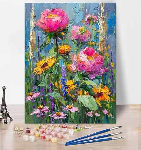 DIY Malen Nach Zahlen Erwachsene Blume, Malen Nach Zahlen Landschaft Malen Nach Zahlen ab 10 Jahre Mädchen mit Pinseln und Acrylfarben, Paint by Numbers für Zimmer Deko, Geschenke 20 x 30cm I-A von LUESUAYN