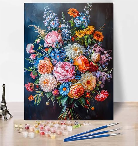 DIY Malen Nach Zahlen Erwachsene Blume, Malen Nach Zahlen Vase Malen Nach Zahlen ab 10 Jahre Mädchen mit Pinseln und Acrylfarben, Paint by Numbers für Zimmer Deko, Geschenke für Frauen 100x135cm 5-0 von LUESUAYN