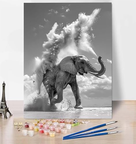 DIY Malen Nach Zahlen Erwachsene Elefant, Malen Nach Zahlen Tier Malen Nach Zahlen ab 10 Jahre Mädchen mit Pinseln und Acrylfarben, Paint by Numbers für Zimmer Deko, Geschenke für Frauen 100x135cm G-C von LUESUAYN