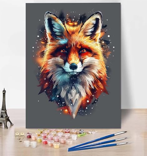 DIY Malen Nach Zahlen Erwachsene Fuchs, Malen Nach Zahlen Tier Malen Nach Zahlen ab 10 Jahre Mädchen mit Pinseln und Acrylfarben, Paint by Numbers für Zimmer Deko, Geschenke für Frauen 100x135cm 3-4 von LUESUAYN