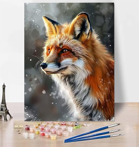 DIY Malen Nach Zahlen Erwachsene Fuchs, Malen Nach Zahlen Tier Malen Nach Zahlen ab 10 Jahre Mädchen mit Pinseln und Acrylfarben, Paint by Numbers für Zimmer Deko, Geschenke für Frauen 20 x 30cm Q-8 von LUESUAYN