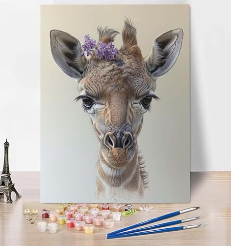 DIY Malen Nach Zahlen Erwachsene Giraffe, Malen Nach Zahlen Tier Malen Nach Zahlen ab 10 Jahre Mädchen mit Pinseln und Acrylfarben, Paint by Numbers für Zimmer Deko, Geschenke für Frauen 100x135cm 1-4 von LUESUAYN