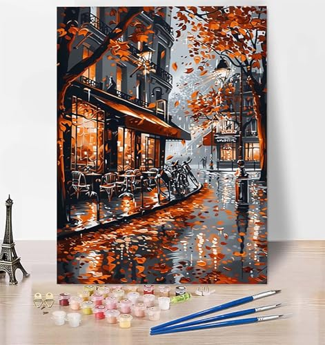 DIY Malen Nach Zahlen Erwachsene Herbst, Malen Nach Zahlen Stadt Malen Nach Zahlen ab 10 Jahre Mädchen mit Pinseln und Acrylfarben, Paint by Numbers für Zimmer Deko, Geschenke für Frauen 100x135cm 0-1 von LUESUAYN