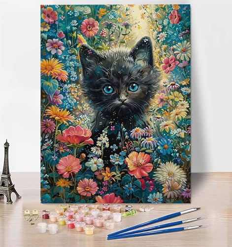 DIY Malen Nach Zahlen Erwachsene Katze, Malen Nach Zahlen Tier Malen Nach Zahlen ab 10 Jahre Mädchen mit Pinseln und Acrylfarben, Paint by Numbers für Zimmer Deko, Geschenke für Frauen 100x135 cm 8-E von LUESUAYN