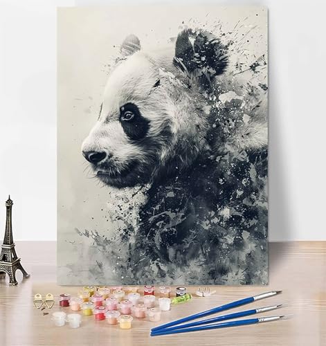 DIY Malen Nach Zahlen Erwachsene Panda, Malen Nach Zahlen Tier Malen Nach Zahlen ab 10 Jahre Mädchen mit Pinseln und Acrylfarben, Paint by Numbers für Zimmer Deko, Geschenke für Frauen 40 x 50cm W-F von LUESUAYN