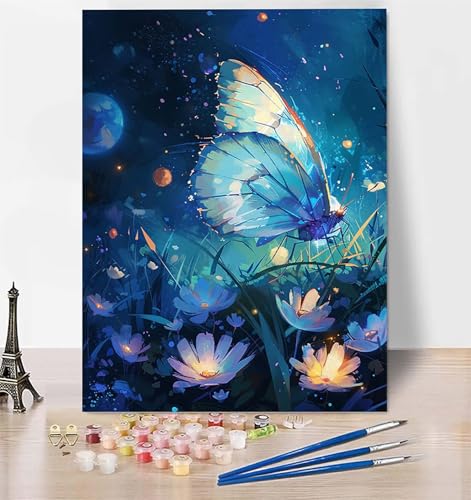 DIY Malen Nach Zahlen Erwachsene Schmetterling, Malen Nach Zahlen Tier Malen Nach Zahlen ab 10 Jahre Mädchen mit Pinseln und Acrylfarben, Paint by Numbers für Zimmer Deko, Geschenke 100x135 cm T-2 von LUESUAYN