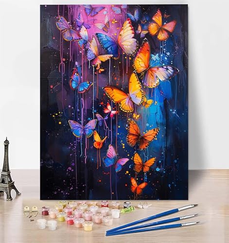 DIY Malen Nach Zahlen Erwachsene Schmetterling, Malen Nach Zahlen Tier Malen Nach Zahlen ab 10 Jahre Mädchen mit Pinseln und Acrylfarben, Paint by Numbers für Zimmer Deko, Geschenke 20 x 30cm E-W von LUESUAYN