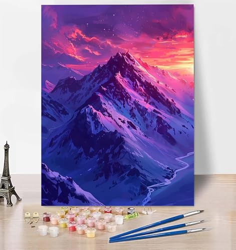 DIY Malen Nach Zahlen Erwachsene Schneeberg, Malen Nach Zahlen Landschaft Malen Nach Zahlen ab 10 Jahre Mädchen mit Pinseln und Acrylfarben, Paint by Numbers für Zimmer Deko, Geschenke 100x135cm 4-O von LUESUAYN