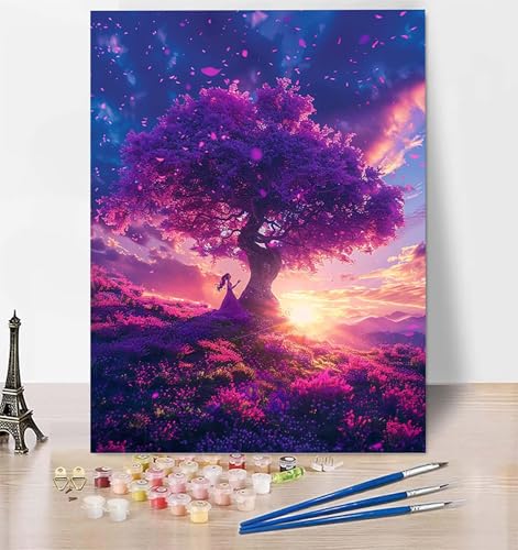 DIY Malen Nach Zahlen Erwachsene Sonnenuntergang, Malen Nach Zahlen Landschaft Malen Nach Zahlen ab 10 Jahre Mädchen mit Pinseln und Acrylfarben, Paint by Numbers für Deko, Geschenke 100x135cm 2-P von LUESUAYN